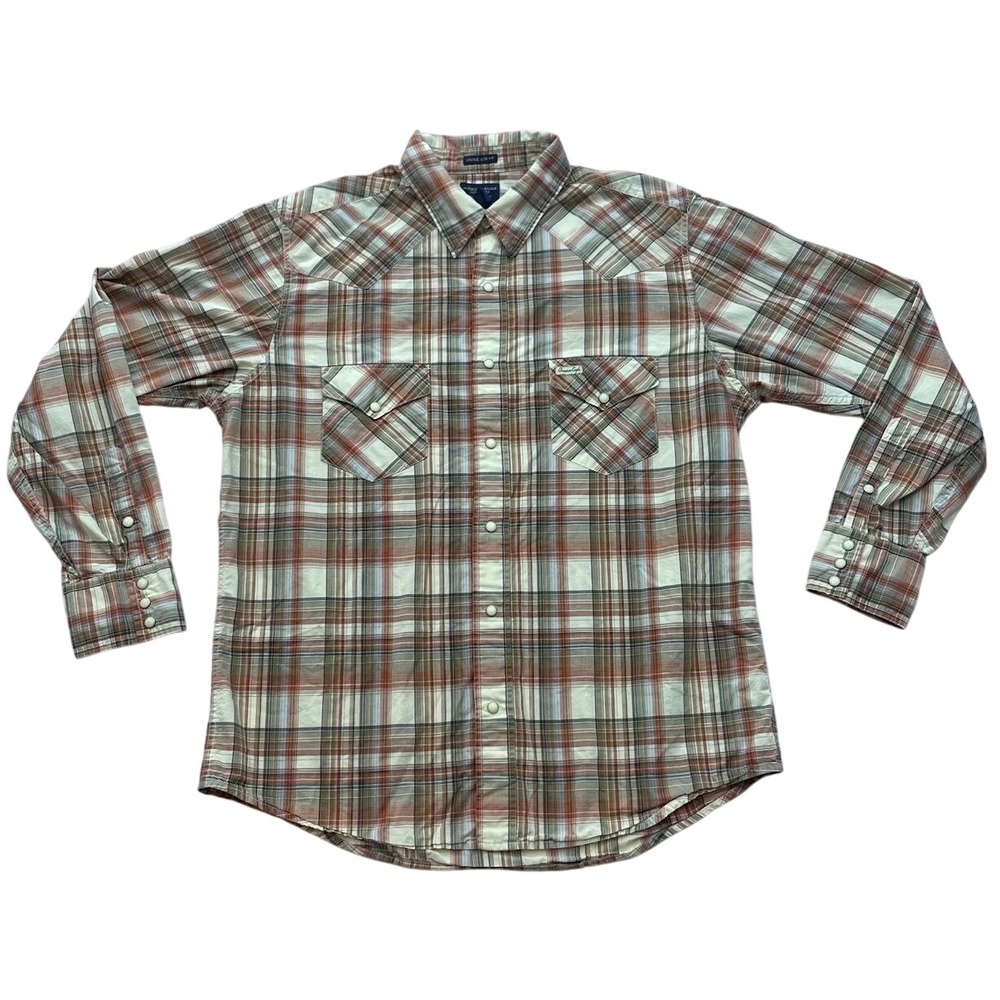 American Eagle Plaid Western Pearl Snap Shirt Mens XL Slim Fit Cotton